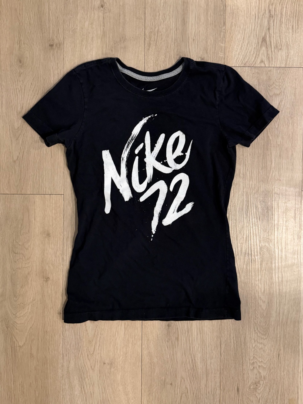 Nike 1972 Slim Fit Black Tee with White Brush Graphic